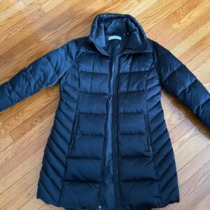 T Tahari Black Long Puffer Coat